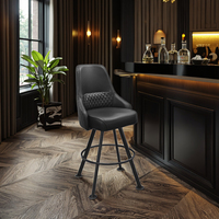 Chaise de bar pivotante haute noire de style moderne en acier et microfibre pour salle à manger, hôtel, centre commercial, salon, chambre, atelier