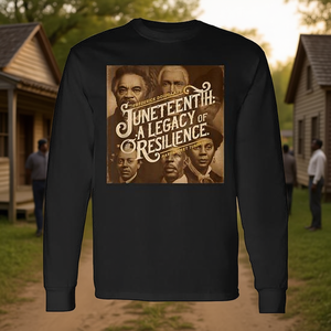 Camiseta de manga larga Juneteenth Legacy Resilience, diseño histórico de 1865, color negro - Product Image 3