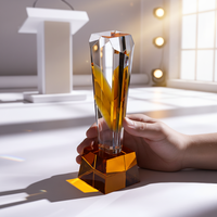 Trofeo de Golf de Cristal Ámbar Personalizado en Oferta - Escultura de Golfista Alado con Base de Bola, Regalo para Ganador de Torneo (Stock Limitado)