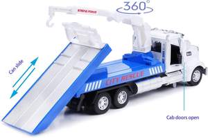 Camions de remorquage <span class=keywords><strong>en</strong></span> métal avec crochet et voiture pour garçons Jouets à tirer avec lumière et son pour enfants (1:32 camion de remorquage <span class=keywords><strong>en</strong></span> métal) - Product Image 3