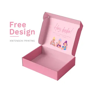 Ücretsiz tasarım bebek pembe özel oluklu kağıt kutusu kadınlar için cilt bakımı/kozmetik/küçük güzellik abonelik ürün ambalajı