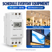 THC15A Saklar Timer Digital AC 220V DIN Rail yang Dapat Diprogram, Saklar Waktu Harian Mingguan dengan 16 Program Nyala Mati