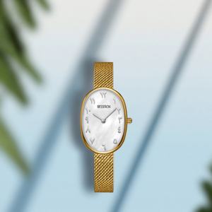 Reloj de Pulsera Personalizado al por Mayor para Mujer, Reloj de Cuarzo con Esfera Ovalada, Logotipo de Marca, Acero Inoxidable, Resistente al Agua - Product Image 1