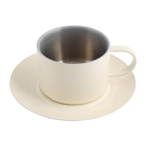 Taza de Café de Acero Inoxidable con Platillo a Juego - Product Image 3