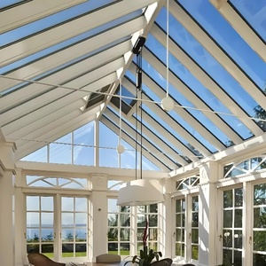 Série de véranda triangulaire en verre, serre facile à assembler, à plusieurs travées, avec toit en verre trempé pour jardin et patio - Product Image 2