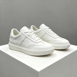 Sneakers de luxe pour homme en cuir pleine fleur véritable blanc - Fermeture à lacets - <span class=keywords><strong>Semelle</strong></span> légère en mousse EVA - Polyvalentes - Product Image 1