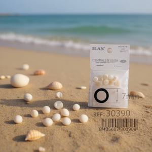 Perline di conchiglia ILAN 7 mm colore naturale fai da te 10 pezzi - Product Image 2