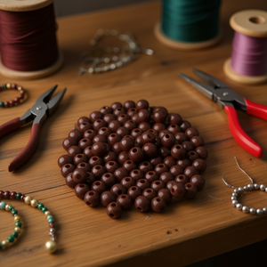 Perline Rotonde Marroni ILAN da 8mm per Creazione di Gioielli - Product Image 3