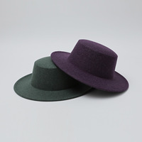 Chapeau en feutre style français, calotte plate, bord plat, minimaliste, classique, style britannique, unisexe, automne-hiver, chapeau de cérémonie