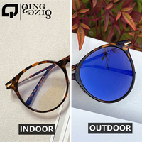 Qingqing gros lentilles photochromiques lunettes photogray Anti lumière bleue ronde noir pour les femmes