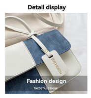 Sac à bandoulière en patchwork de denim PU de qualité supérieure pour femme, sac à rabat color block, sac à main tendance avec poignée supérieure et fermeture éclair, idéal pour le quotidien