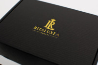 Lot de boîtes d'emballage en gros pour bijoux noirs, avec pochette en toile à cordon et chiffon de polissage, emballage personnalisé pour colliers avec logo doré, pour l'expédition