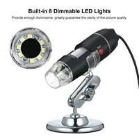 Mikroskop Digital USB Perbesaran 1600X, Kamera 8 LED dengan Penyangga, Pembesar Inspeksi Genggam Portabel