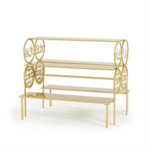 Banco antiguo estilo zapatos para niños tienda de ropa metal dorado/Blanco/Negro estante de exhibición de doble cara mesa de <span class=keywords><strong>escalera</strong></span> - Product Image 1