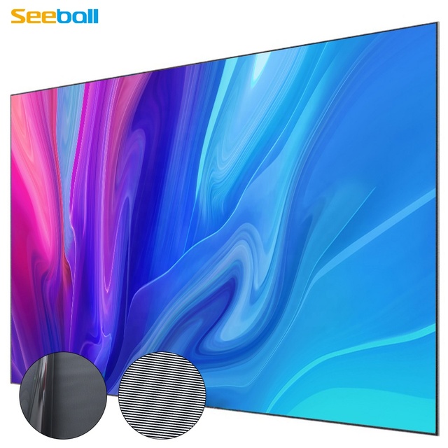 Seeball 2025 Hot Sale 135 Inch 16:9 Seamless BSP PET Crystal UST CLR/ALR 4K UHD Fixed Frame Black 10mm Narrow Bezel Screen