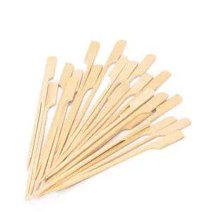 Fabrication de bâtonnets de brochettes plats en bois de bambou Teppo Bâtonnets de brochettes de rôtisserie bon marché