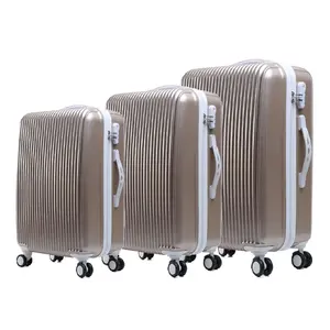 Factory Simple Stripe Design Travel ABS Carry-on Trolley Case Suitcases Travelling Luggage Bag Sets 20 24 28 Inch