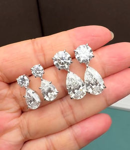 Pendientes Colgantes de Plata con Forma de Ancla y Corte Pera de 6 Quilates, Lujosos y Modernos, para Bodas y Fiestas, con Diamantes de Moissanita, Regalo de Recuerdo Cristiano - Product Image 1