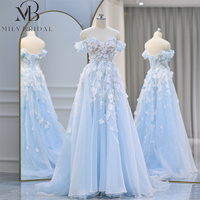 Vestido de Noche Largo Elegante de Encaje Vintage con Flores 3D y Hombros Descubiertos Mily Bridal LWC6666