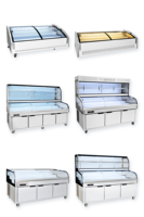 Vitrine de présentation Malatang en acier inoxydable à faible bruit, double température, avec étagère supérieure en verre
