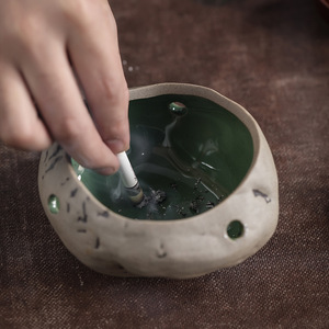 Cendrier en céramique créatif, récipient d'extinction de fumée, simple et pratique, style chinois, le cendrier peut être imprimé avec un logo - Product Image 2