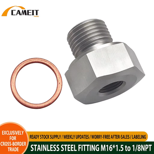 Nouvel adaptateur de conversion de moteur LS en acier inoxydable 304, raccord fileté M16x1.5 1/8NPT, joint d'étanchéité en cuivre, ajustement universel - Product Image 2