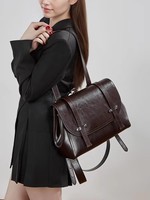 Tas Ransel Wanita Kulit Sapi Lapis Lilin Vintage, Kapasitas Besar, Multifungsi, Bisa Dipakai Sebagai Tas Selempang