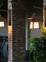 Lampe murale LED rétro japonaise en bambou tressé et acrylique, blanc chaud, étanche IP65, pour cour, zones résidentielles et salons de thé