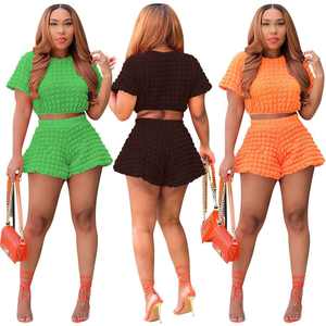 Summer Casual Sexy Short Suit Fitness Pants Short <span class=keywords><strong>Top</strong></span> Plus Size Clothing 2 Piece Set for Women Aucun commentaire - Product Image 1