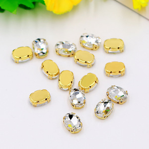 Strass ovales en cristal, base dorée, 12 facettes, forme D, pour accessoires de vêtements DIY, couture à la main, fournitures de fabrication de bijoux - Product Image 4