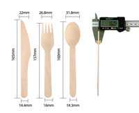 Ensemble de couverts jetables en bois 100 % biodégradables Bamboo Forever Technology (cuillère, fourchette, couteau) avec logo personnalisé, respectueux de l'environnement pour