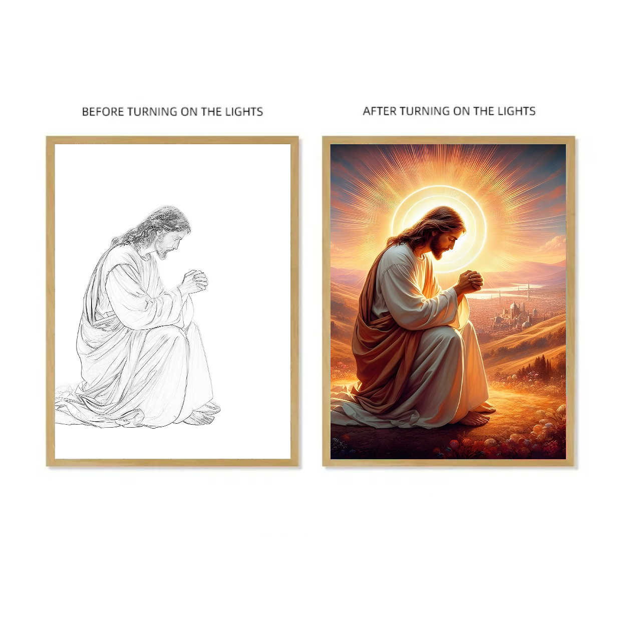 DIY Custom LED Jesus Lamp 4D Christ Frame Night Light Modern Religious Picture Home Decoration Christian Artwork Wall Bedroom