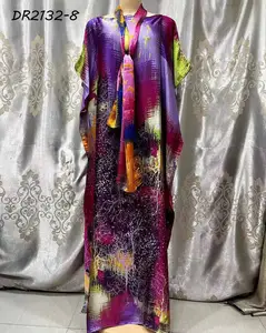 2024加大码连衣裙非洲阿巴亚女性穆斯林连衣裙派对雪纺休闲女装卡夫坦睡袍