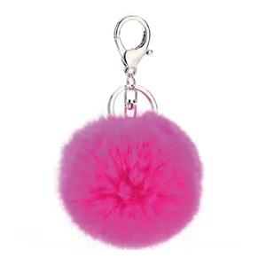 Nhà Sản Xuất Bán Buôn Số Lượng Lớn Hình Dạng Tùy Chỉnh Đa Màu Sắc Lông Fluffy Bóng Poms Poms Keychain