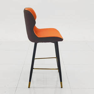 Set di Mobili da <span class=keywords><strong>Bar</strong></span> di Lusso Moderno con Piano in Marmo e Sgabelli in Pelle Arancione - Product Image 5