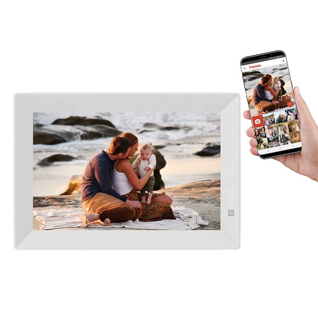 10-Inch LCD Digital Photo Frame with Touch Screen WiFi Android & IPS Screen Black & White Acrylic Picture Frame