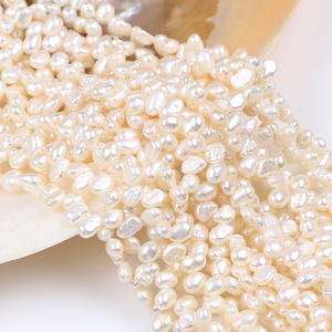 Cuentas de Perlas de Agua Dulce Naturales Barrocas de 5-6 mm, Hechas a Mano en Zhuji, de Doble Cara con Orificio, Color Blanco, para Joyería DIY - Product Image 4