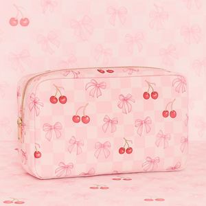 Pochette de maquillage de voyage personnalisée S M L XL en nylon écologique avec fermeture éclair et motif nœud mignon pour femmes et filles - Product Image 3
