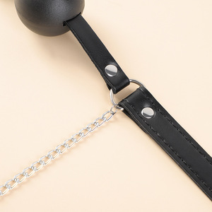 Erotic Mouth <b>Plugs</b> And Nipple Clamps Black Leather With <b>Chain</b> For Adult Role Play Toys - Product Image 3