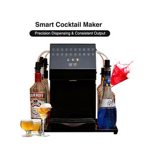 Robot Barman Intelligent pour Cocktails avec 20 Recettes de Boissons, 6 Bouteilles, Distributeur de Mojitos à Portion Individuelle et Lumière Ambiante - Product Image 1