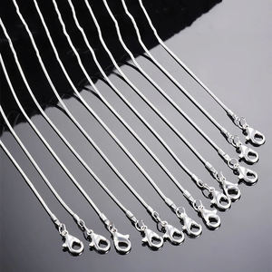 Collana a Catena Serpente in Ottone Placcato Argento Larghezza 1MM, Vendita all'Ingrosso, per Donna e Uomo, Gioielli alla Moda - Product Image 2