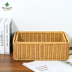 Nordischer Umweltfreundlicher Handgefertigter Runder Brotkorb aus Kunststoff und Weide mit Griff für Picknick, Obst und Aufbewahrung im Wohnzimmer - Product Image 4
