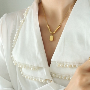 Collar con Colgante Geométrico Cuadrado en Inglés Romántico Francés Personalizado, Cadena de Regalo para <span class=keywords><strong>Niñas</strong></span>, Accesorio de Moda - Product Image 2