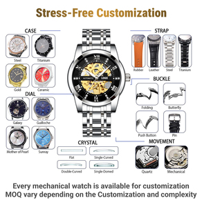 Reloj de Pulsera de Lujo Personalizado con Logotipo en la Esfera, <span class=keywords><strong>Movimiento</strong></span> Automático, Resistente al Agua 30M, Reloj Mecánico para Hombre con Diseño Hueco - Product Image 5