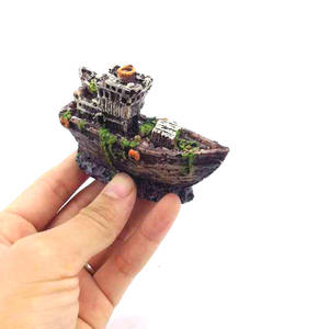 Hars Materiaal Gezonken Schip Mini Piratenschip, Vernield Schip <span class=keywords><strong>Aquarium</strong></span> Landschapsarchitectuur Voor Kleine Aquaria Huisdier Versieren Accessoire - Product Image 4