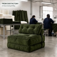 Canapé-lit de sol moderne en velours côtelé, pliable, avec coussin capitonné, fauteuil lounge convertible pour invités, mobilier de dortoir et de maison, vente en gros