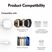 Câble de charge 2-en-1 pour montre et iPhone, chargeur portable de voyage pour Watch SE/ 1~10/Ultra