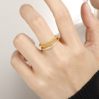 Cincin Zirkon Lapis Ganda Desain Jepang Korea Elegan, Ringan Mewah, Fashionable, dan Berkarakter untuk Anak-Anak, Bahan Stainless Steel
