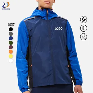 Легкая спортивная куртка для бега на заказ, Спортивная непромокаемая быстросохнущая ветровка для мужчин