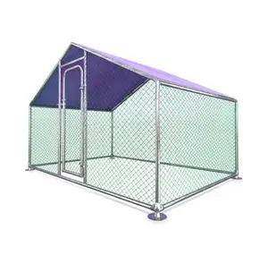 Metal DIY Walk-in Chicken Coop/Chicken Run with Purple Waterproof Cover 10 x 6.5 Feet